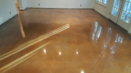 Stained concrete floor with custom border